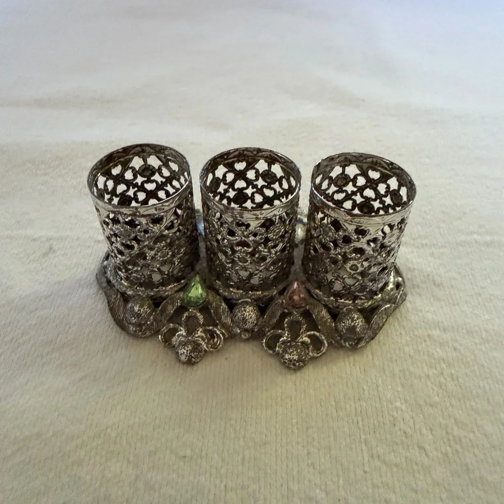 VTG MCM Sam Fink Filigree Cherub Hairspray Holder, Lipstick Holder & Trinket Box